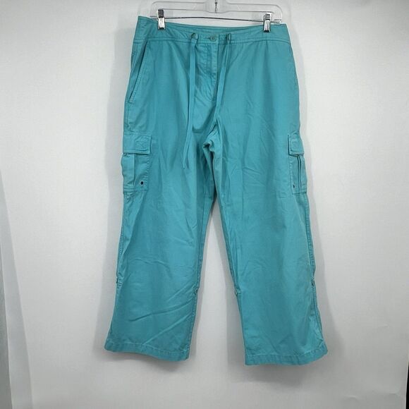 Womens Jones New York Cargo Capri 12 Relaxed Wide Leg Boho Festival Hippie - Picture 1 of 9